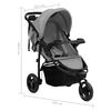 vidaXL 3-Rad-Kinderwagen Hellgrau und Schwarz Stahl