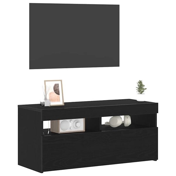 vidaXL TV-Schr&auml;nk Schwarz Eichen-Optik 90 x 35 x 40 cm Holzwerkstoff