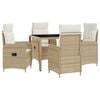 vidaXL Outdoortisch-Set 5 pcs Beige und Cremewei&szlig; 90 x 90 x 75 cm