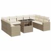vidaXL 10-tlg. Garten-Sofagarnitur mit Kissen Beige Poly Rattan