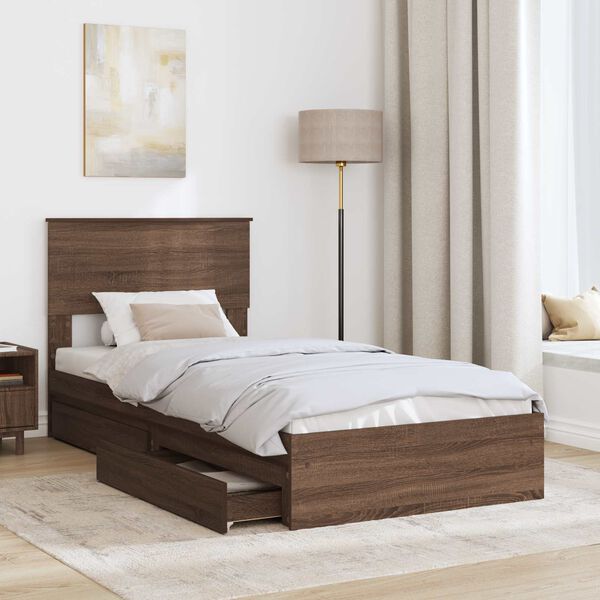vidaXL Aufbewahrungsbett Braun Eichen-Optik 90 x 200 cm Holzwerkstoff
