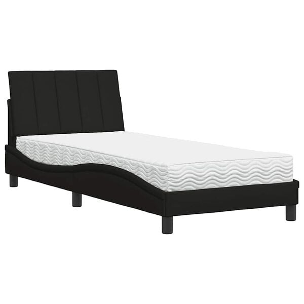 vidaXL Bett mit Matratze "Hanko" Schwarz 80x200 cm Stoff
