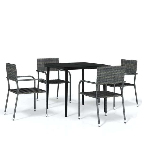 vidaXL 5-tlg. Garten-Essgruppe Grau