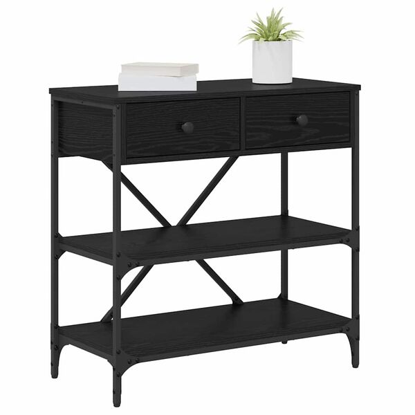 vidaXL Konsolentisch Schwarz Eichen-Optik 100 x 34,5 x 75 cm Holz