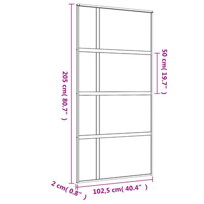 vidaXL Schiebetür Golden 102,5x205 cm Matt ESG-Glas und Aluminium