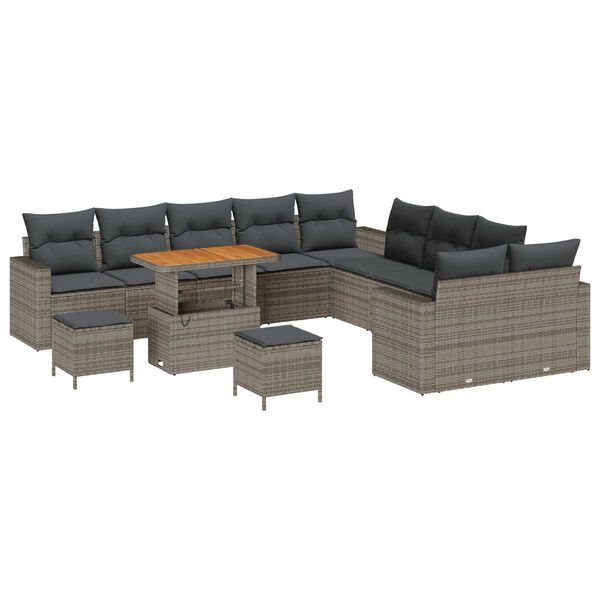 vidaXL Gartensofa-set 13 pcs Grau Poly-Rattan