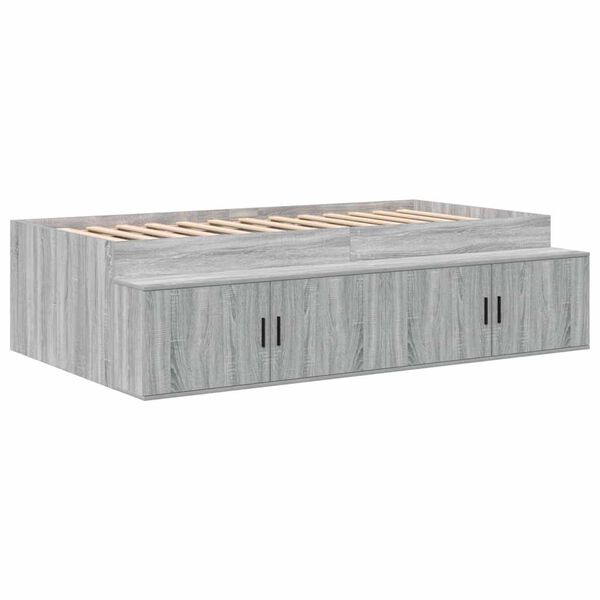 vidaXL Bettrahmen mit Speicher Graues Sonoma 90 x 190 cm Holzwerkstoff