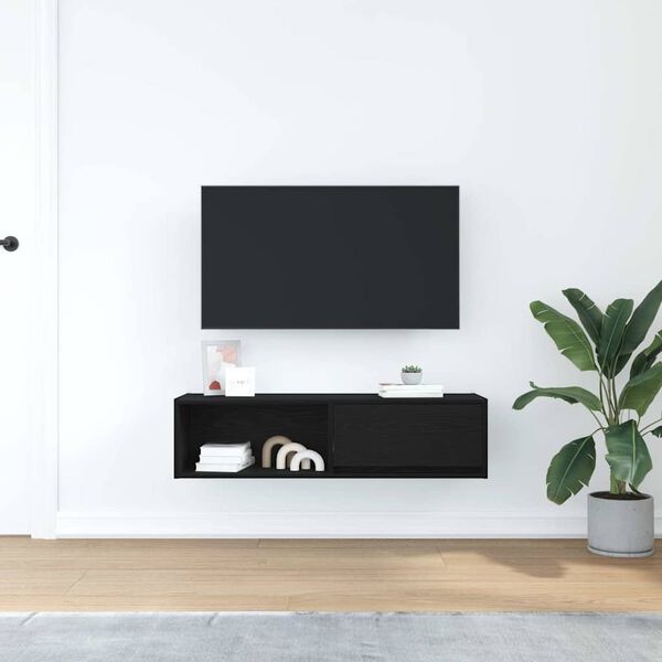 vidaXL TV-Schrank Schwarz Eichen-Optik 100x31x25,5 cm Holzwerkstoff