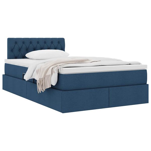 vidaXL Aufbewahrungsbett mit Matratze Blau 120 x 200 cm Holzwerkstoff