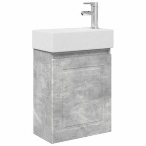 vidaXL Badezimmer Waschtischunterschrank mit Wasserhahn Betongrau