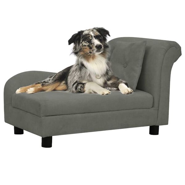 vidaXL Hundesofa mit Kissen Dunkelgrau 83x44x44 cm Pl&uuml;sch