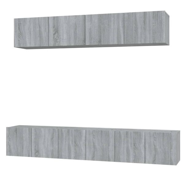 vidaXL 5-tlg. TV-Schrank-Set Grau Sonoma Holzwerkstoff