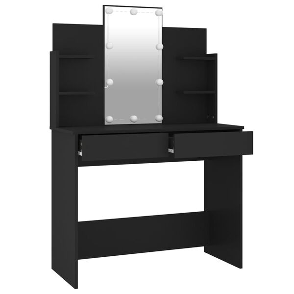 vidaXL Schminktisch mit LED Schwarz 96x40x142 cm