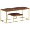 vidaXL Couchtisch Golden Edelstahl und Massive Holzschwellen