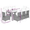 vidaXL 9-tlg. Garten-Essgruppe mit Kissen Grau Poly Rattan