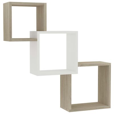 vidaXL Cube Wandregale Weiß Sonoma-Eiche 68x15x68 cm Holzwerkstoff