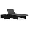 vidaXL Sonnenliegen 2 Stk. mit Tisch Poly Rattan Schwarz
