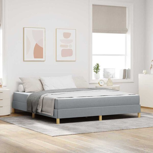 vidaXL Boxspringbett mit Matratze Hellgrau 180 x 200 cm Stoff