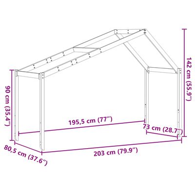 vidaXL Dach für Kinderbett 203x80,5x142 cm Massivholz Kiefer