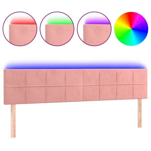 vidaXL LED Kopfteil Rosa 160x5x78/88 cm Samt