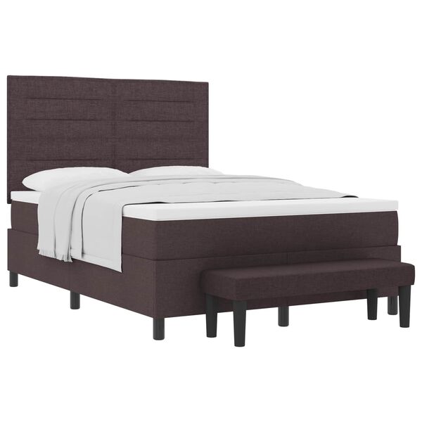 vidaXL Boxspringbett mit Matratze Dunkelbraun 140 x 190 cm Stoff