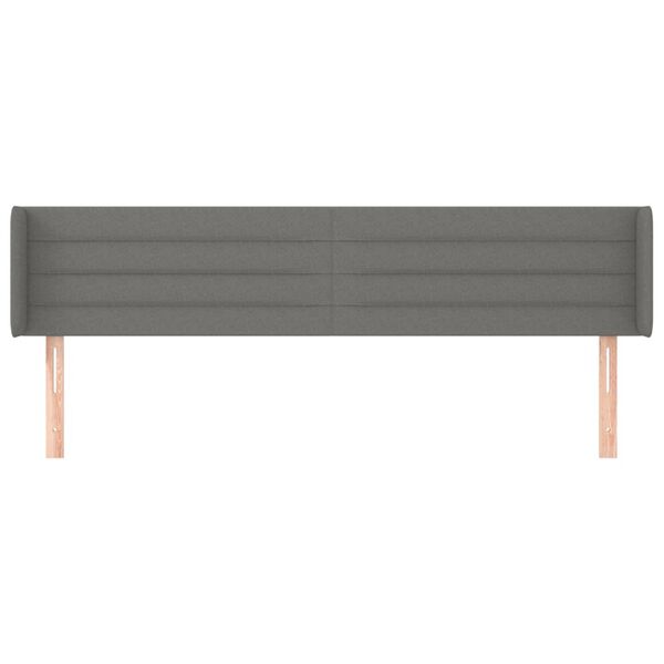 vidaXL Kopfteil mit Ohren Dunkelgrau 203x16x78/88 cm Stoff