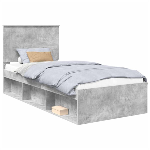 vidaXL Bettrahmen Beton Grau 75 x 190 cm Massives Kiefernholz