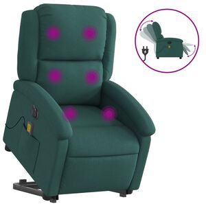 vidaXL Elektrischer Massagesessel mit Aufstehhilfe Dunkelgr&uuml;n Stoff