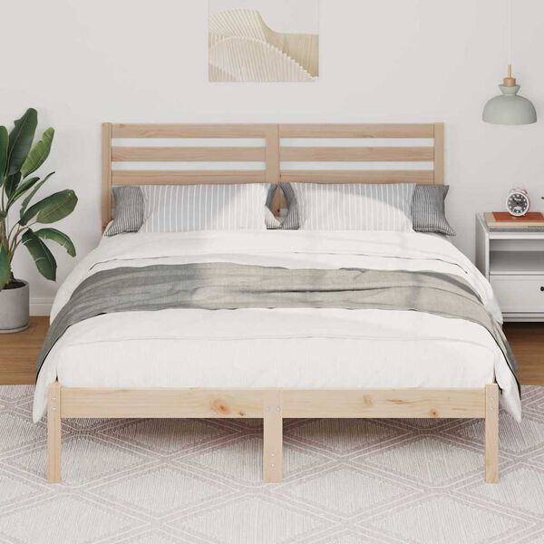 vidaXL Bettrahmen mit Kopfteil Braun 120 x 190 cm Massives Kiefernholz