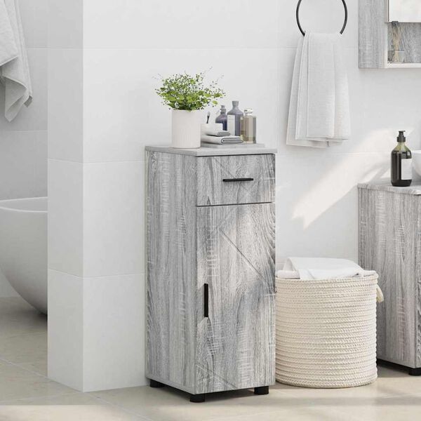vidaXL Badezimmerschrank mit Schubladen Graues Sonoma 30 x 35 x 80 cm