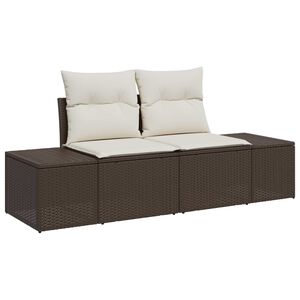 vidaXL Gartensofa mit Kissen Braun 184 x 62 x 69 cm Poly-Rattan