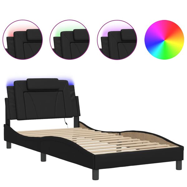 vidaXL Bettgestell "Viana" mit LED ohne Matratze Schwarz 100x200 cm