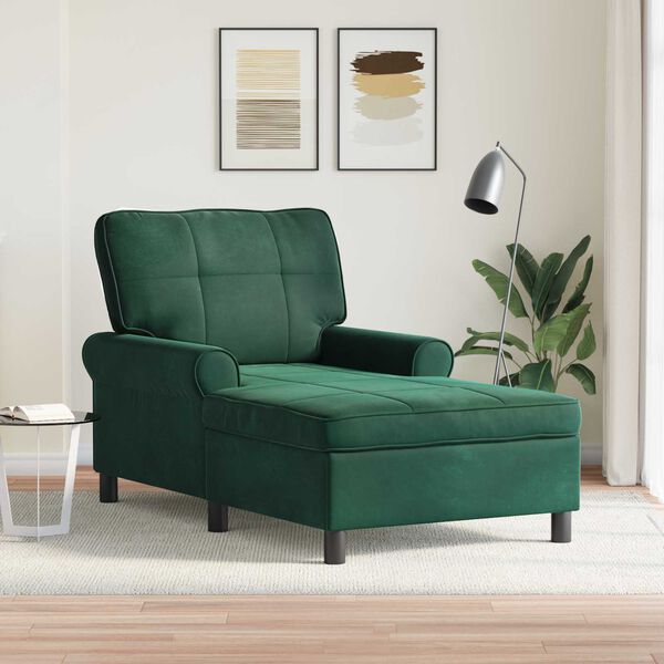 vidaXL Lounge-Liege mit Kissen Dunkelgr&uuml;n 91 x 157 x 91 cm Samt