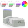 vidaXL Ottoman-Bett mit Matratzen & LEDs Hellgrau 90x190 cm Samt