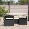 vidaXL Garten-Sofa-Set mit Kissen 5 pcs Schwarz Poly Rattan