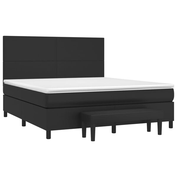 vidaXL Boxspringbett mit Matratze Schwarz 160x200 cm Kunstleder