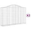 vidaXL Gabionen mit Hochbogen 2 Stk. 200x30x120/140cm Verzinktes Eisen