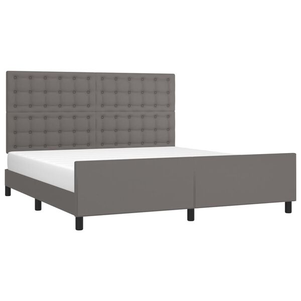 vidaXL Bettgestell mit Kopfteil Grau 180x200 cm Kunstleder