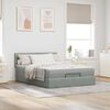 vidaXL Ottoman-Bett mit Matratze & LEDs Hellgrau 140x190 cm Samt