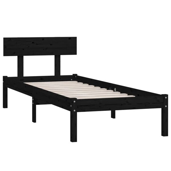 vidaXL Massivholzbett Schwarz Kiefer 90x200 cm