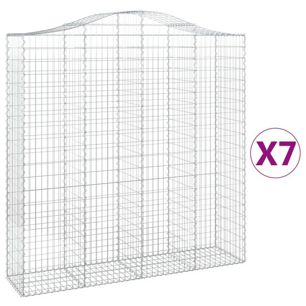 vidaXL Gabionen mit Hochbogen 7 Stk. 200x50x200/220cm Verzinktes Eisen