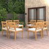 vidaXL Batavia-St&uuml;hle 8 Stk. mit Kissen Massivholz Teak