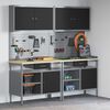 vidaXL Werkbank-Set 8 pcs Schwarz und Grau Pulverbeschichteter Stahl
