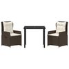 vidaXL Garten Essgruppe 3 pcs Braun Poly-Rattan