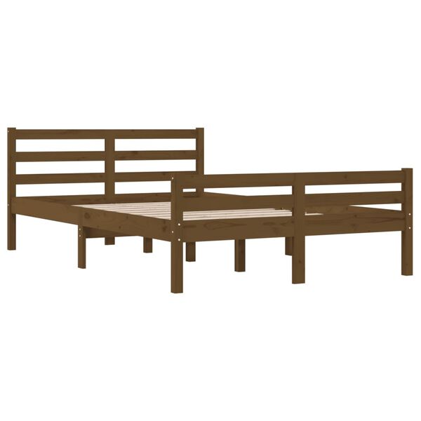 vidaXL Massivholzbett Honigbraun 140x190 cm