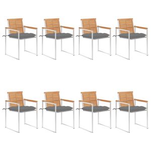 vidaXL Gartenst&uuml;hle 8 Stk. mit Kissen Massivholz Teak