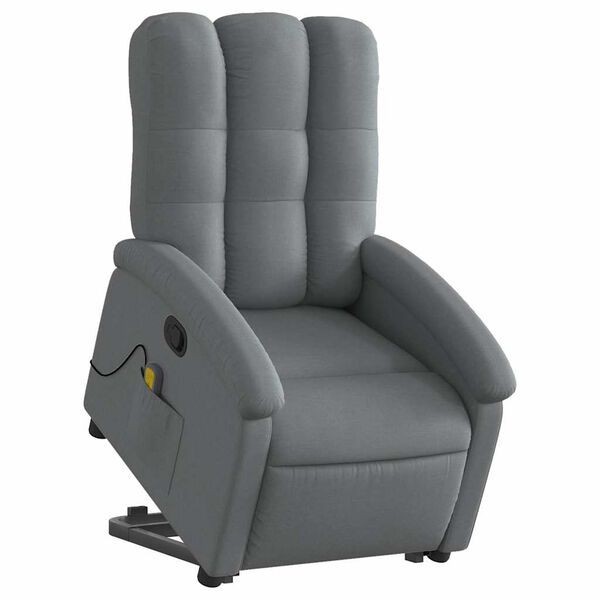 vidaXL Massagesessel mit Aufstehhilfe Dunkelgrau Stoff