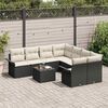 vidaXL Garten-Sofa-Set mit Kissen mit Speicher 9 pcs Schwarz und Creme