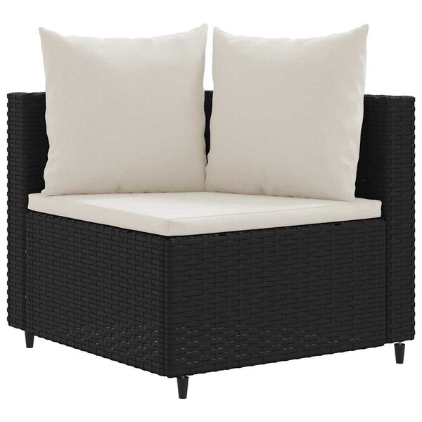 vidaXL 8-tlg. Garten-Sofagarnitur mit Kissen Schwarz Poly Rattan