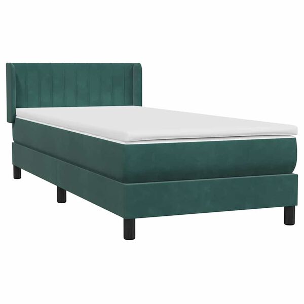 vidaXL Boxspringbett mit Matratze Dunkelgr&uuml;n 80x210 cm Samt